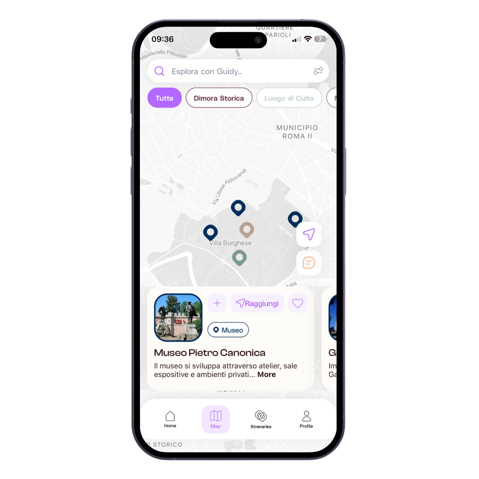 L'app Guidy con la mappa interattiva