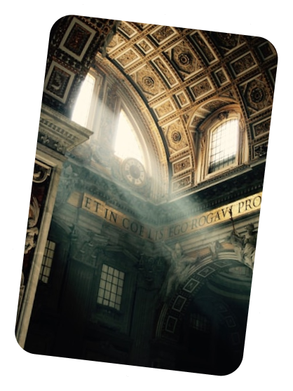 Interno di una basilica romana illuminato dalla luce